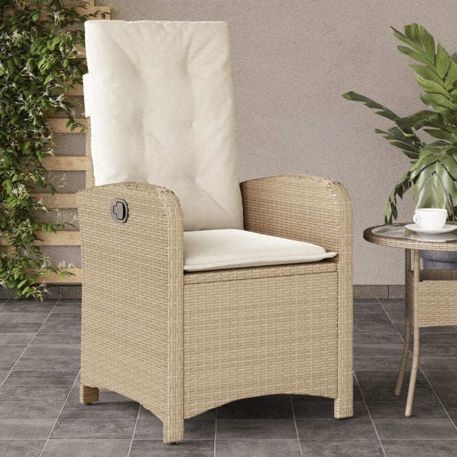 vidaXL Gartensessel Verstellbar mit Kissen Schwarz Poly Rattan