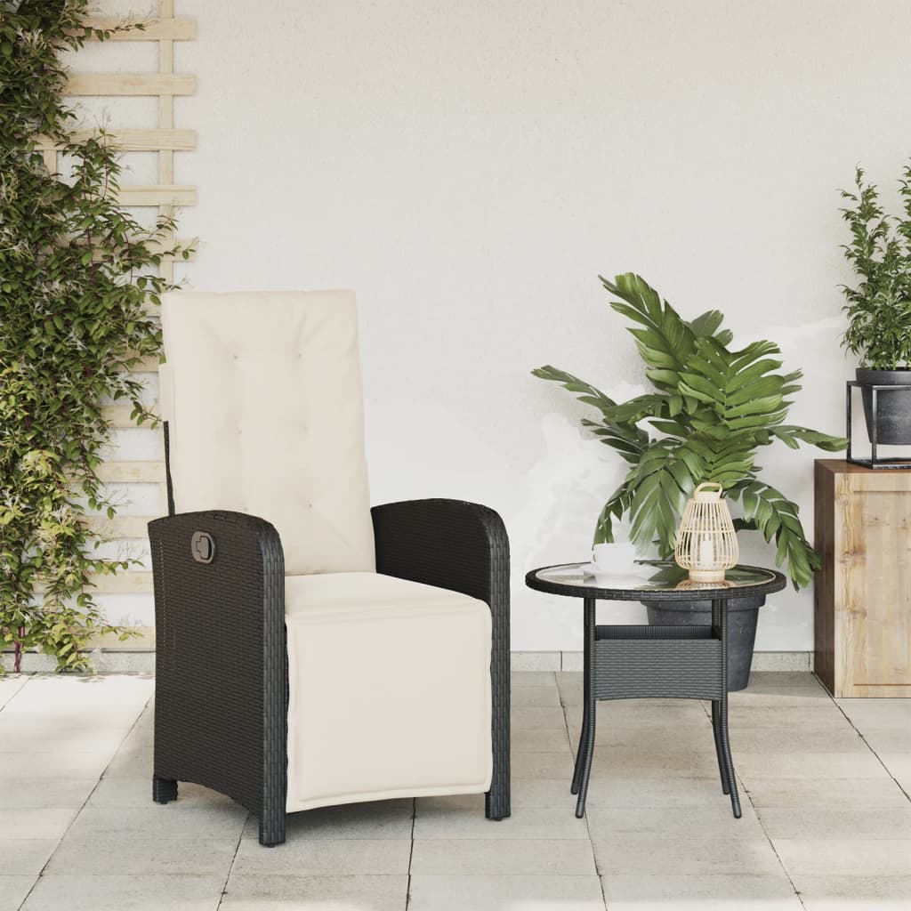 vidaXL Gartensessel mit Fußteil Verstellbar Schwarz Poly Rattan