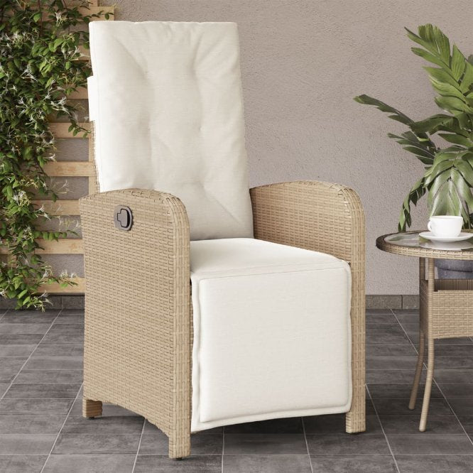 vidaXL Gartensessel mit Fußteil Verstellbar Schwarz Poly Rattan