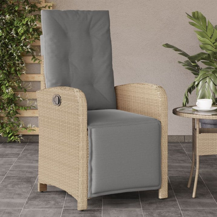 vidaXL Gartensessel mit Fußteil Verstellbar Schwarz Poly Rattan