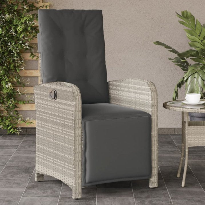 vidaXL Gartensessel mit Fußteil Verstellbar Schwarz Poly Rattan