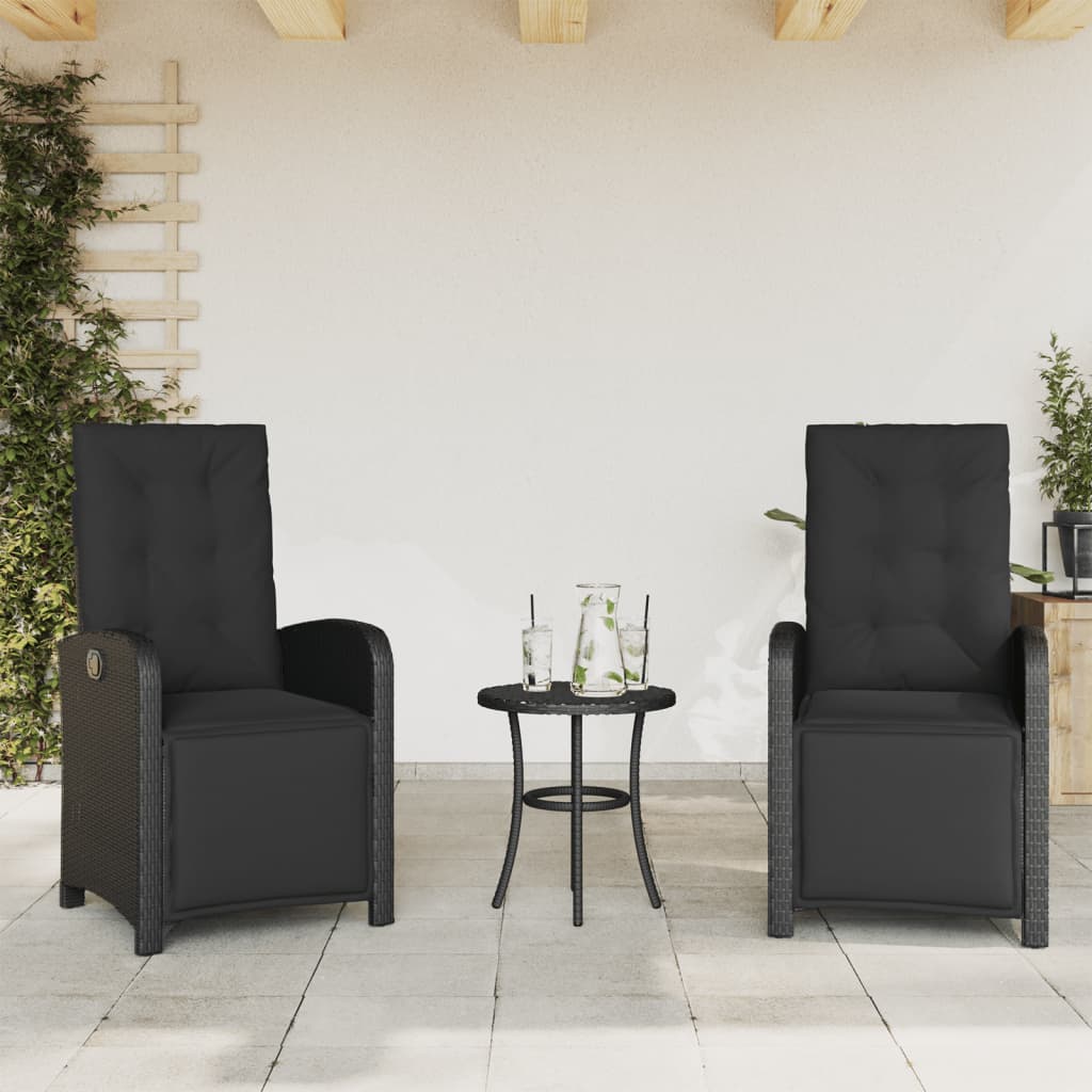 vidaXL Gartensessel mit Fußteil Verstellbar Schwarz Poly Rattan