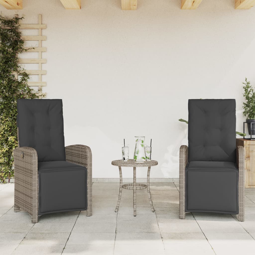 vidaXL Gartensessel mit Fußteil Verstellbar Schwarz Poly Rattan