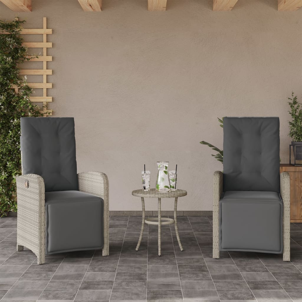 vidaXL Gartensessel mit Fußteil Verstellbar Schwarz Poly Rattan