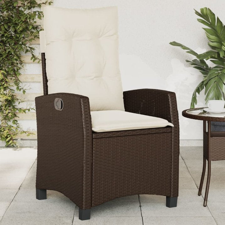 vidaXL Gartensessel Verstellbar mit Kissen Schwarz Poly Rattan