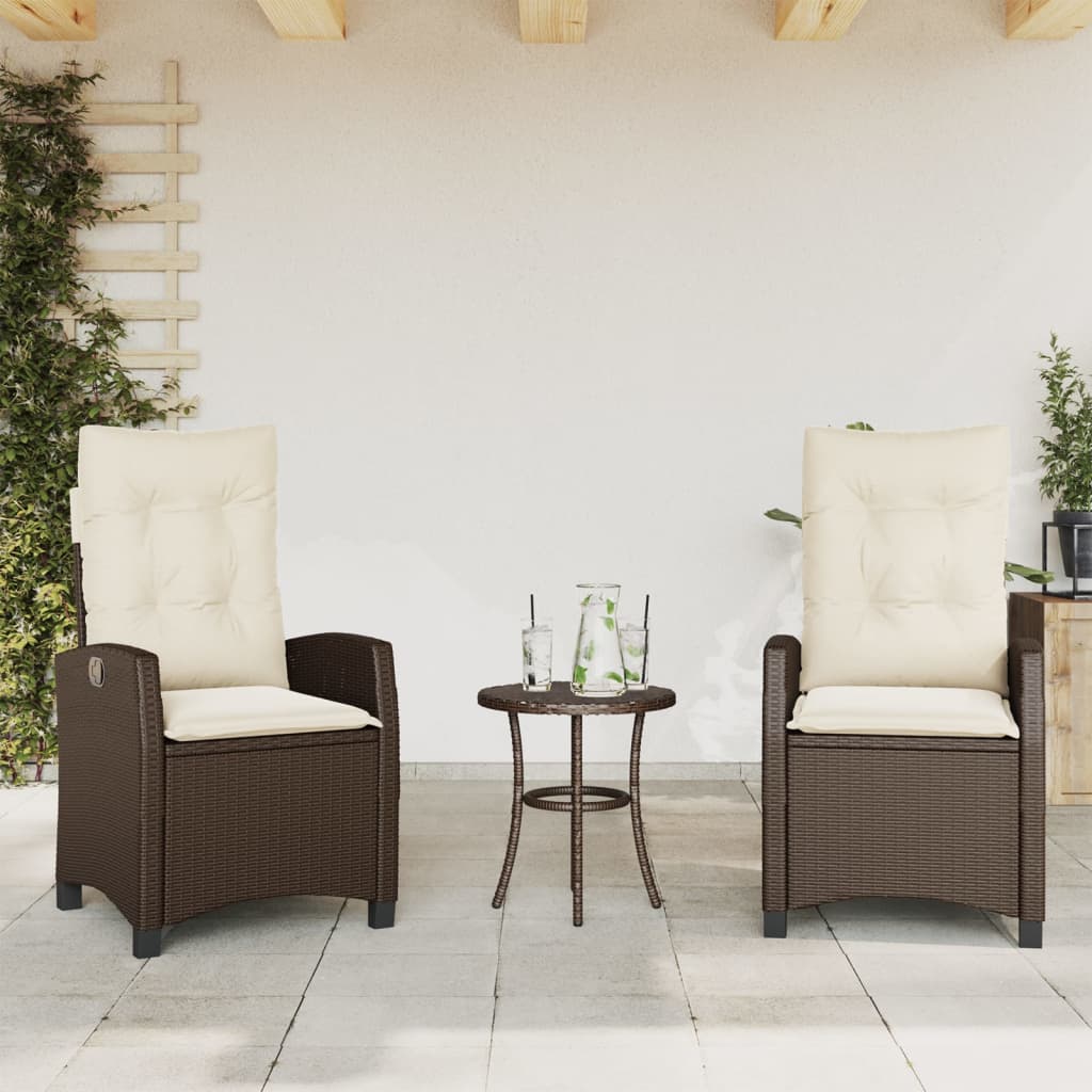 vidaXL Gartensessel Verstellbar mit Kissen Schwarz Poly Rattan