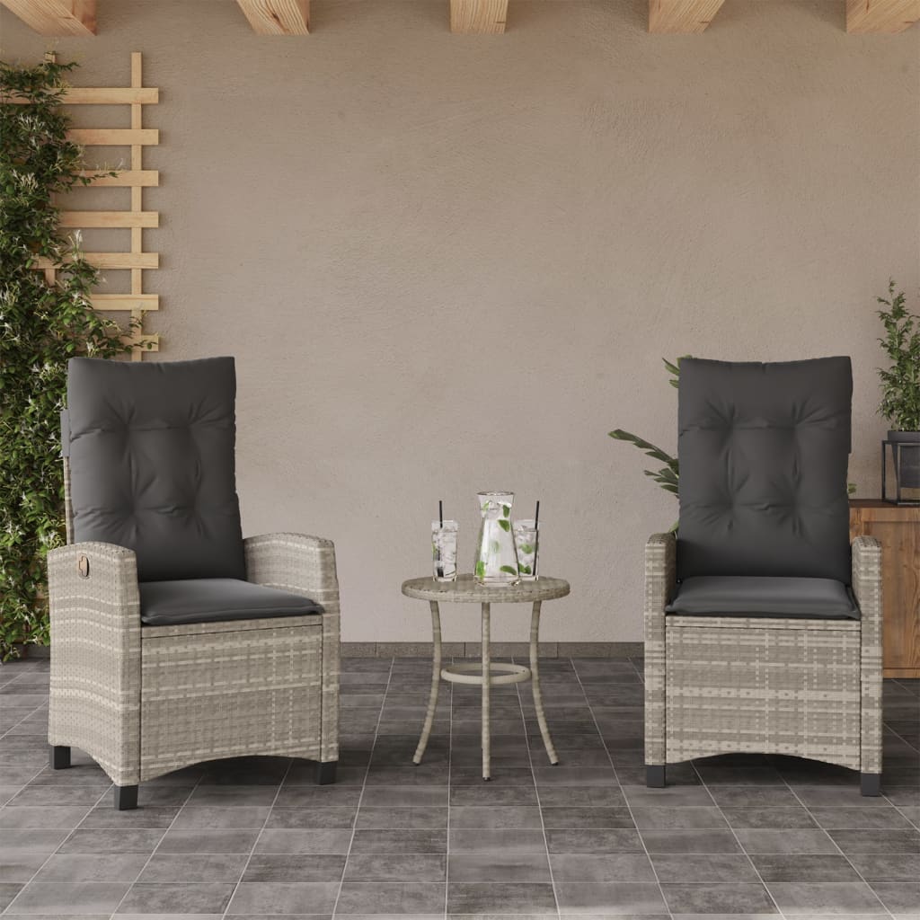 vidaXL Gartensessel Verstellbar mit Kissen Schwarz Poly Rattan