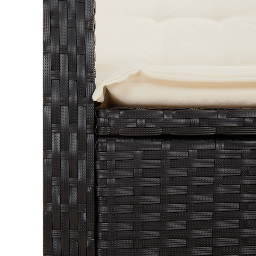 vidaXL 3-tlg. Bistro-Set mit Kissen Schwarz Poly Rattan