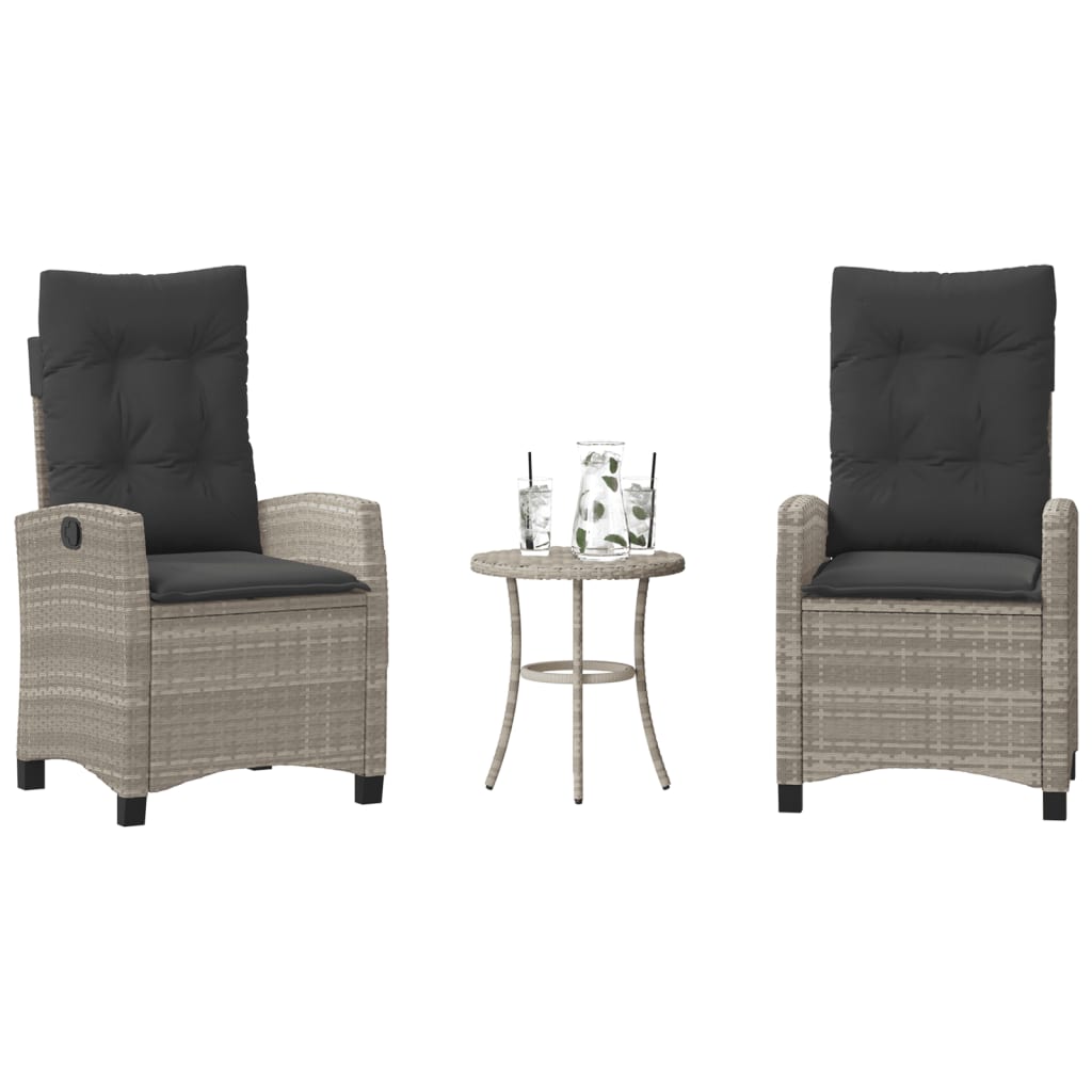 vidaXL 3-tlg. Bistro-Set mit Kissen Schwarz Poly Rattan