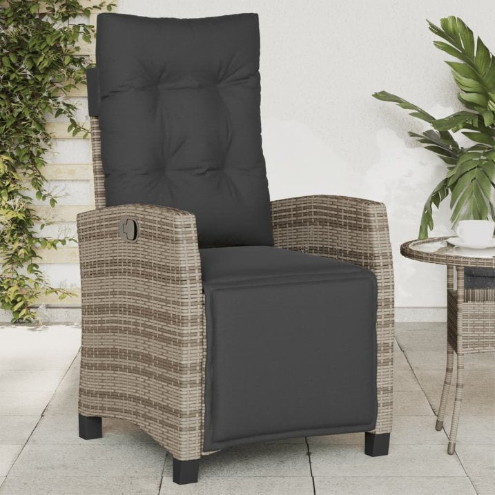 vidaXL Gartensessel Verstellbar mit Kissen Schwarz Poly Rattan