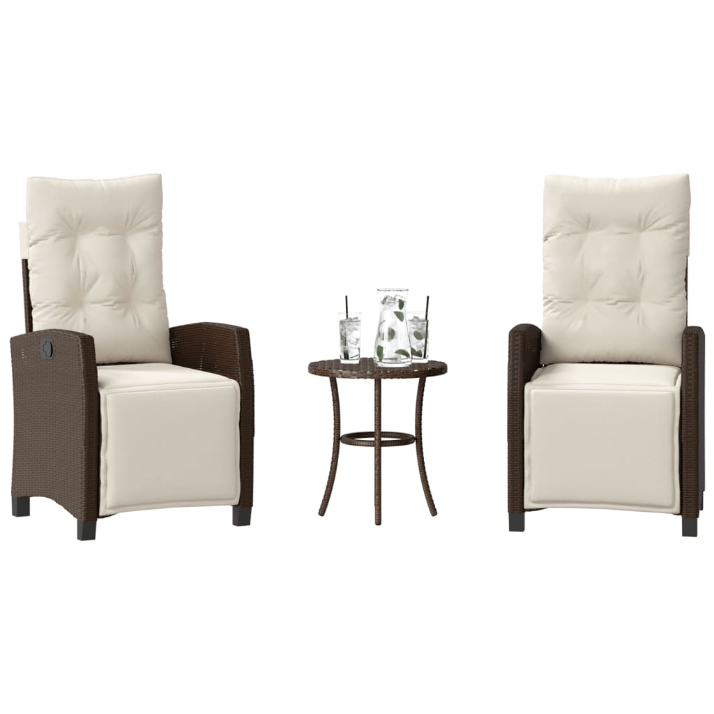 vidaXL 3-tlg. Bistro-Set mit Kissen Schwarz Poly Rattan