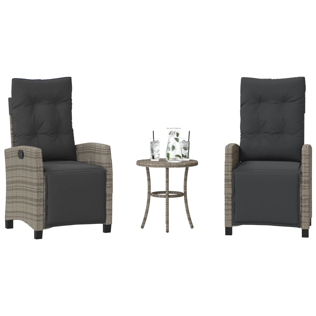 vidaXL 3-tlg. Bistro-Set mit Kissen Schwarz Poly Rattan