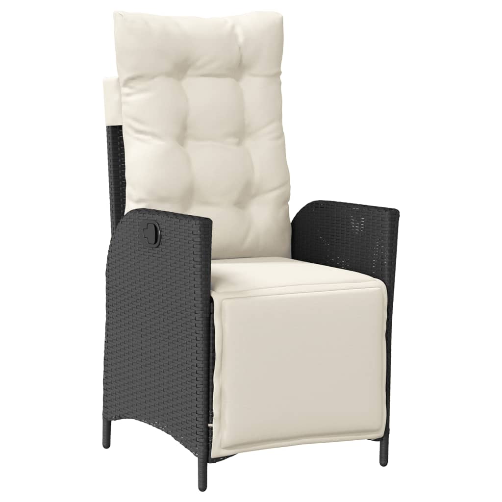 vidaXL 3-tlg. Bistro-Set mit Kissen Schwarz Poly Rattan