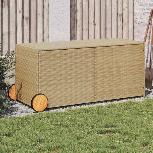 vidaXL Gartentruhe Schwarz 283L Poly Rattan
