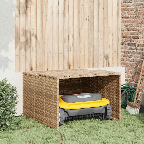 vidaXL Mähroboter-Garage Braun 86x90x52/57 cm Poly Rattan