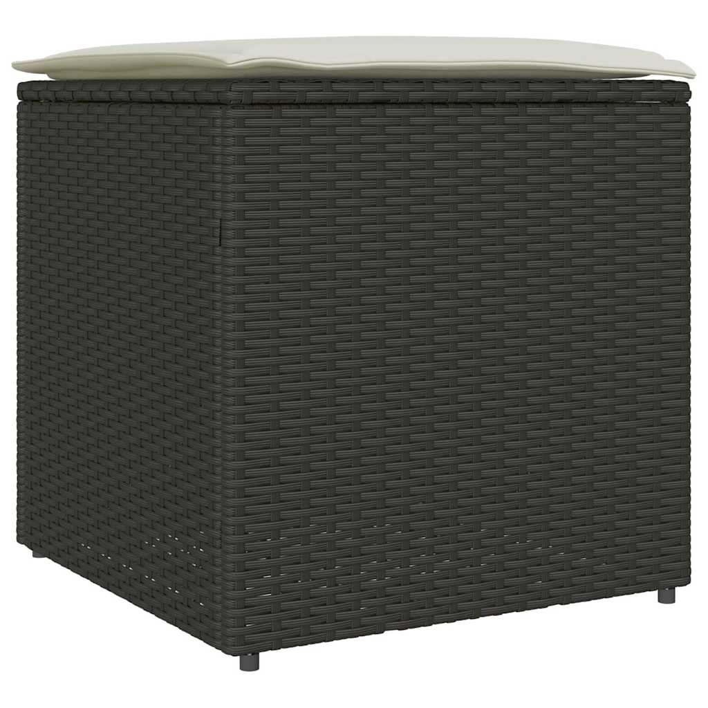 vidaXL Kissenbox mit Speicher Schwarz 50 x 50 x 50 cm Poly-Rattan