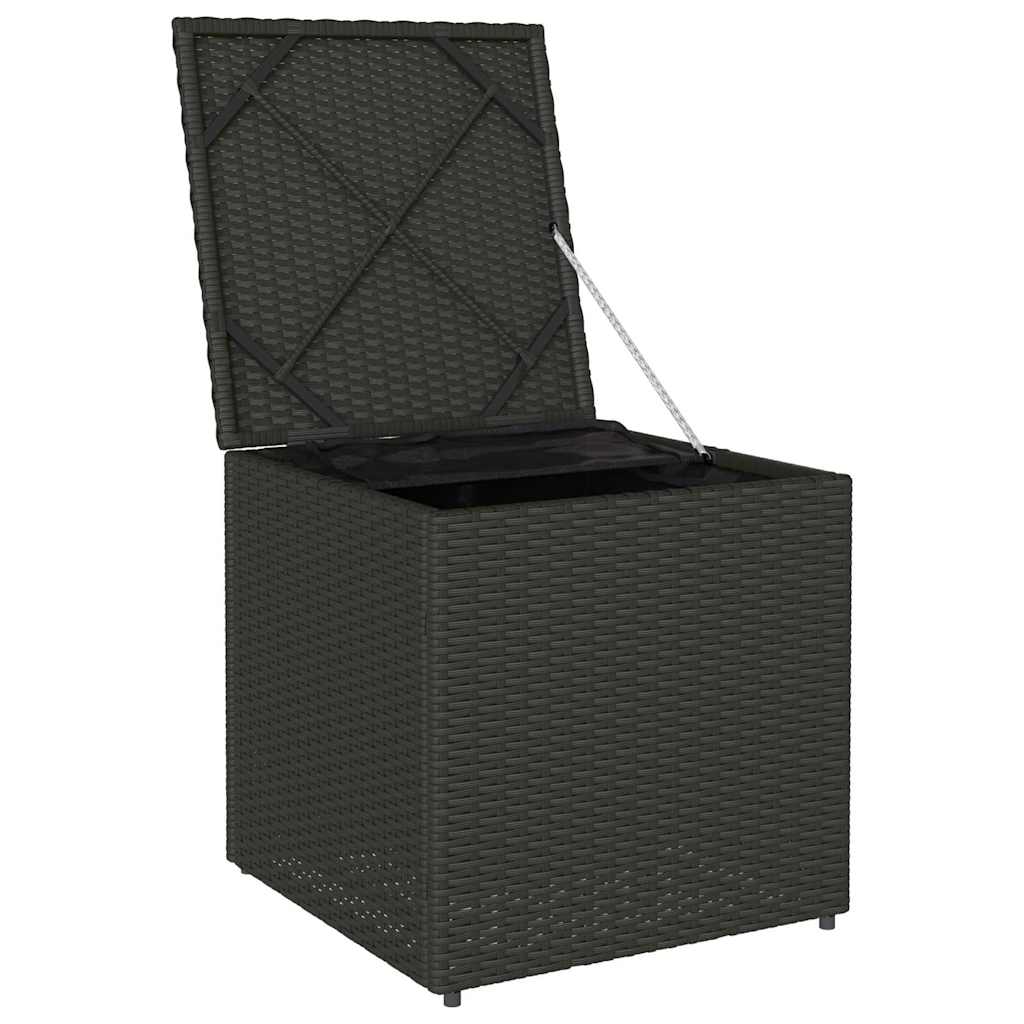 vidaXL Kissenbox mit Speicher Schwarz 50 x 50 x 50 cm Poly-Rattan