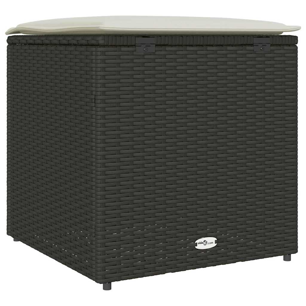 vidaXL Kissenbox mit Speicher Schwarz 50 x 50 x 50 cm Poly-Rattan