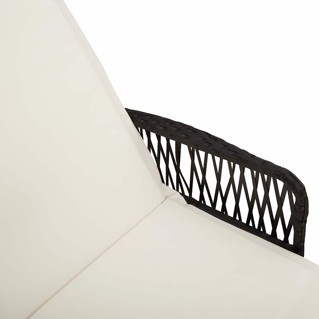 vidaXL Sonnenliege Schwarz und Cremeweiß 55 x 200 x 92 cm Poly-Rattan