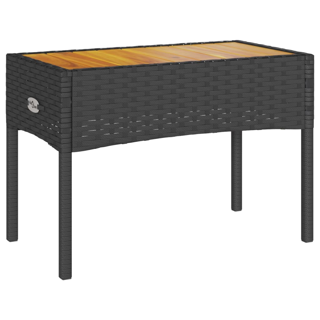 vidaXL Gartenbank 2-Sitzer mit Kissen und Tisch Schwarz Poly Rattan