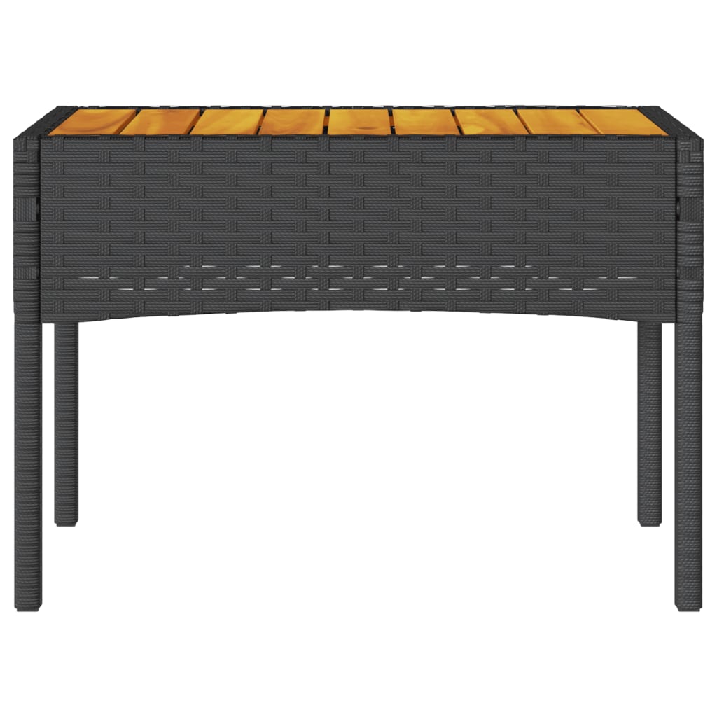 vidaXL Gartenbank 2-Sitzer mit Kissen und Tisch Schwarz Poly Rattan