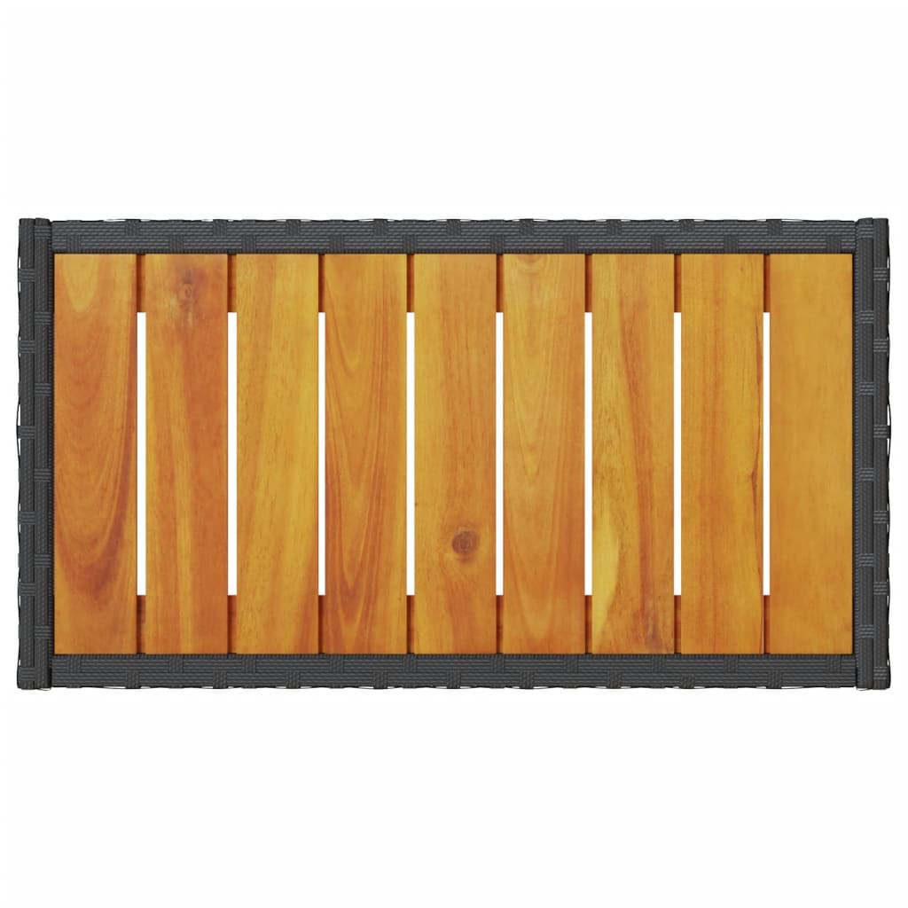 vidaXL Gartenbank 2-Sitzer mit Kissen und Tisch Schwarz Poly Rattan