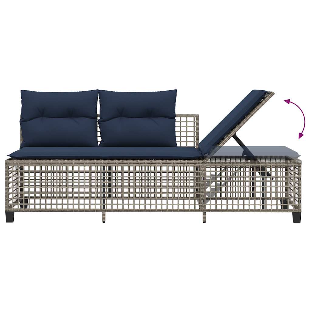 vidaXL 3-teiliges Ecksofa-Set für den Garten mit Kissen, grau, Polyrattan