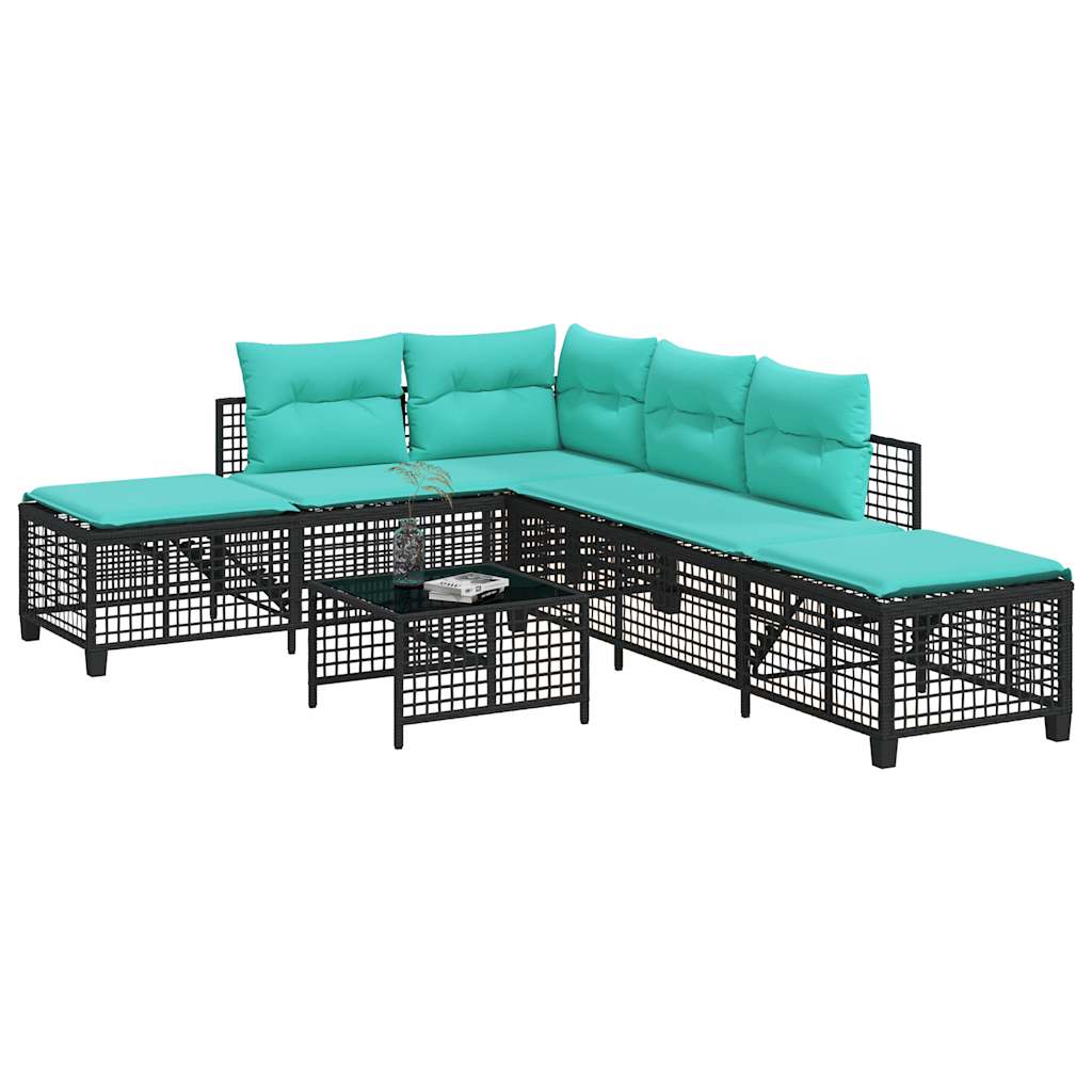 vidaXL 3-teiliges Ecksofa-Set für den Garten mit Kissen, grau, Polyrattan