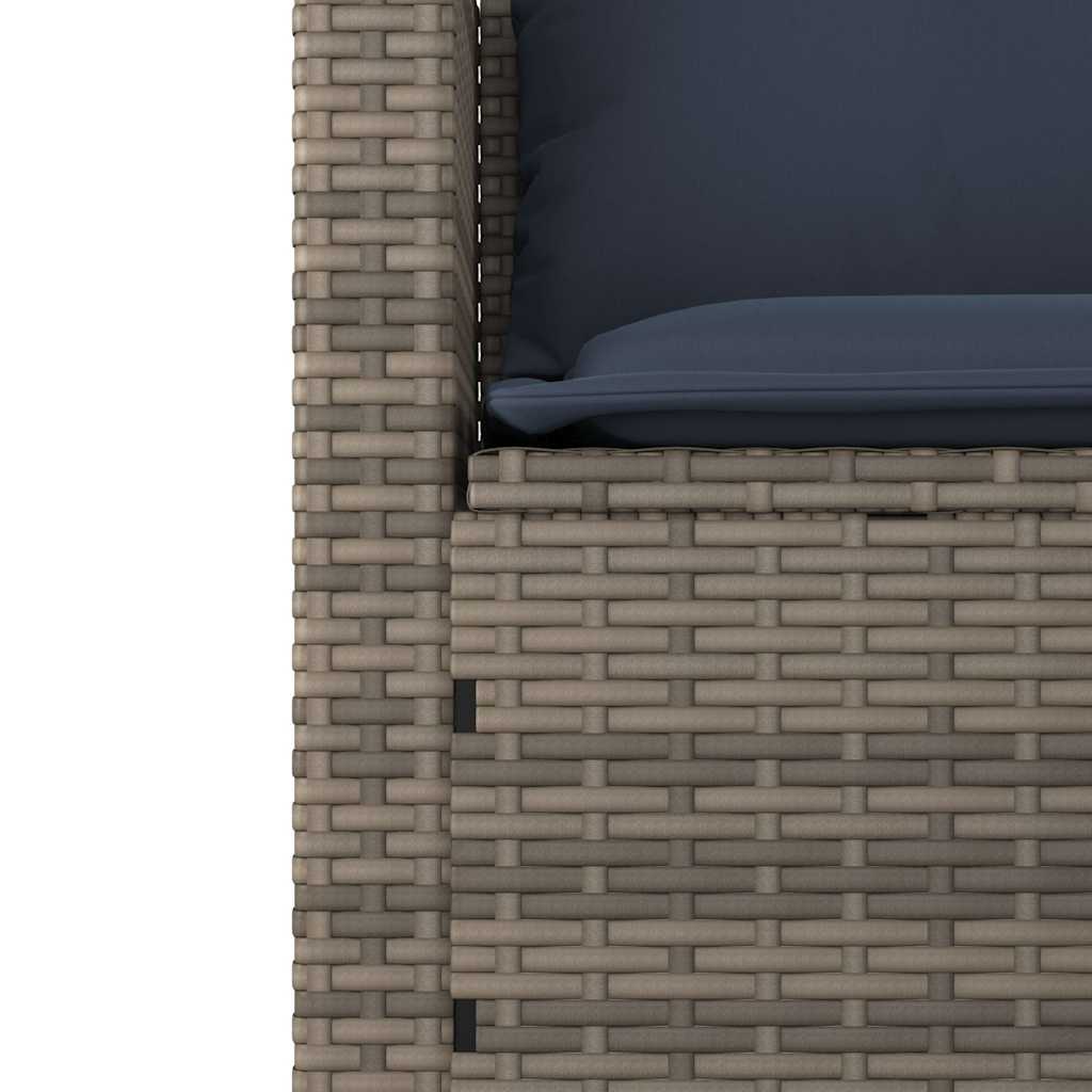 vidaXL 3-teiliges Gartensofa-Set mit Kissen, grau, Polyrattan