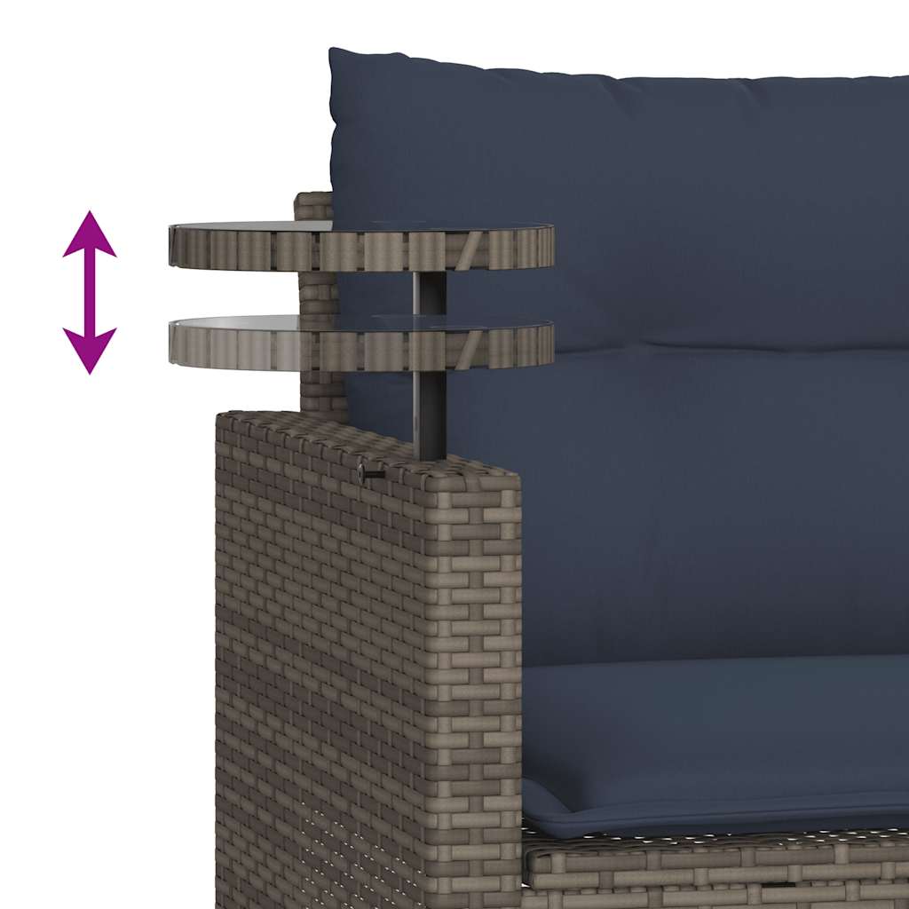 vidaXL 3-teiliges Gartensofa-Set mit Kissen, grau, Polyrattan