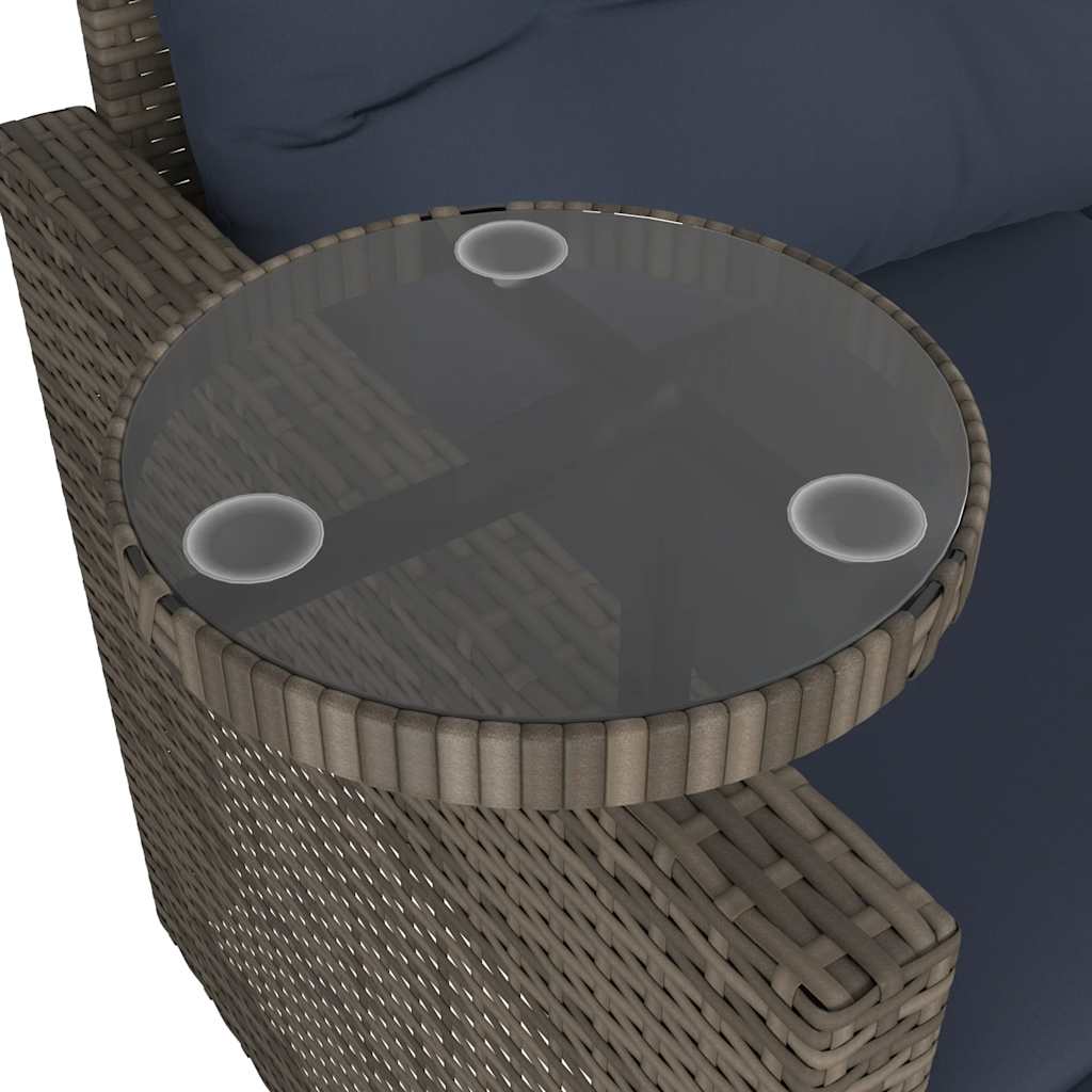 vidaXL 3-teiliges Gartensofa-Set mit Kissen, grau, Polyrattan