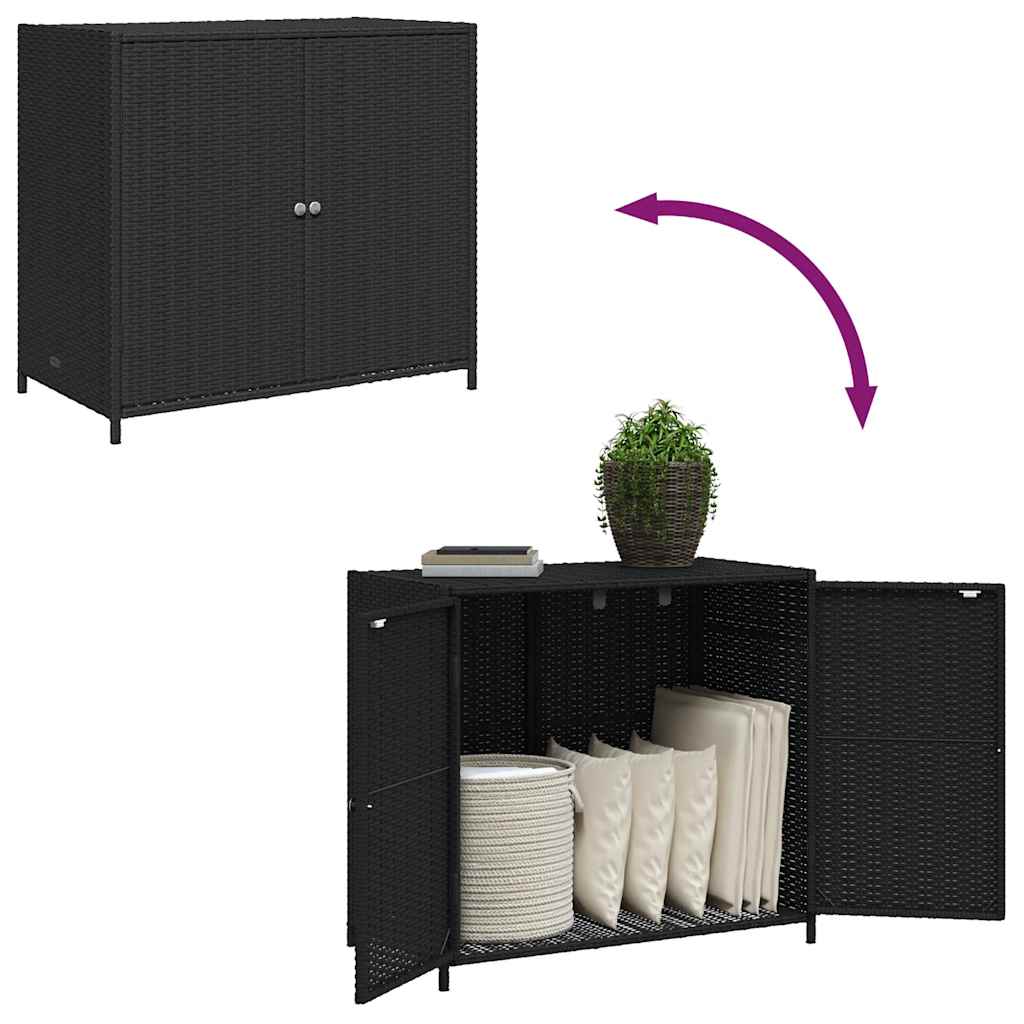vidaXL Gartenschrank Schwarz 83x45x76 cm Poly Rattan