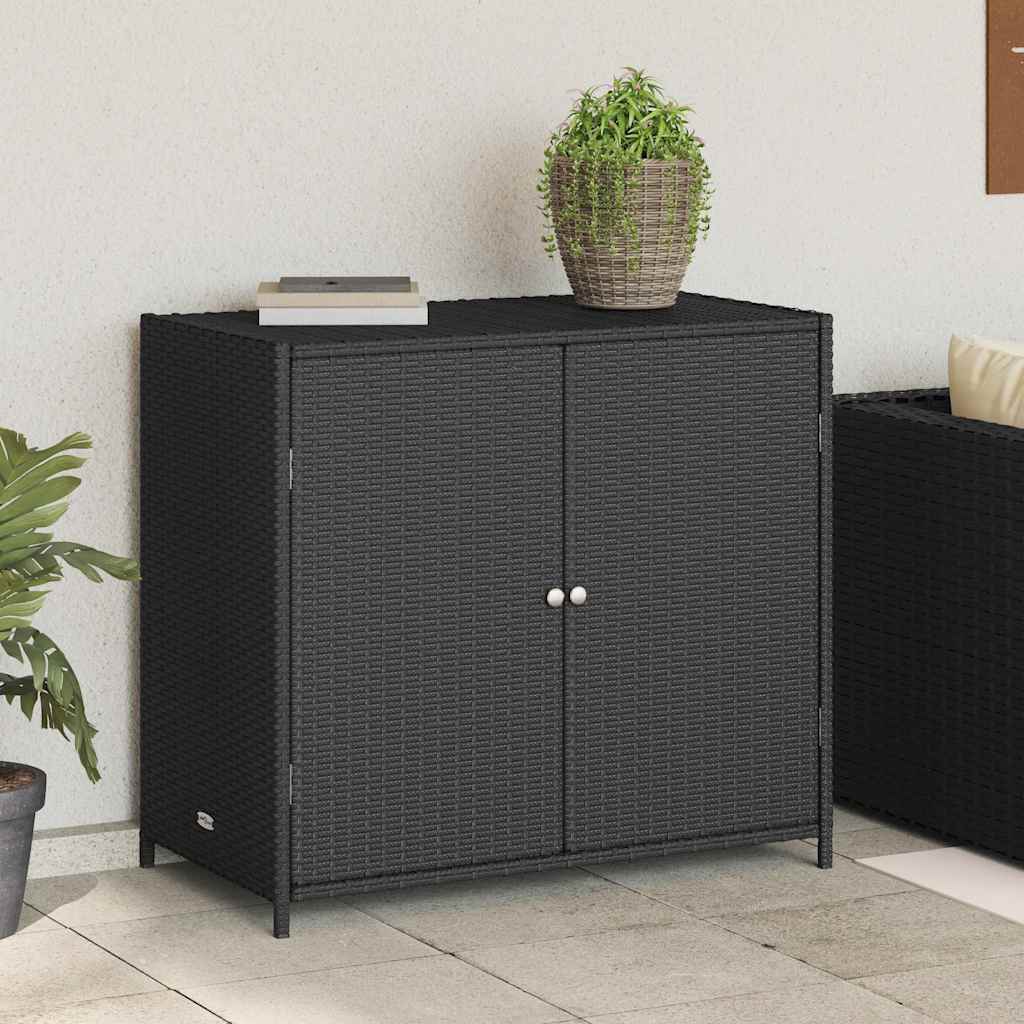 vidaXL Gartenschrank Schwarz 83x45x76 cm Poly Rattan