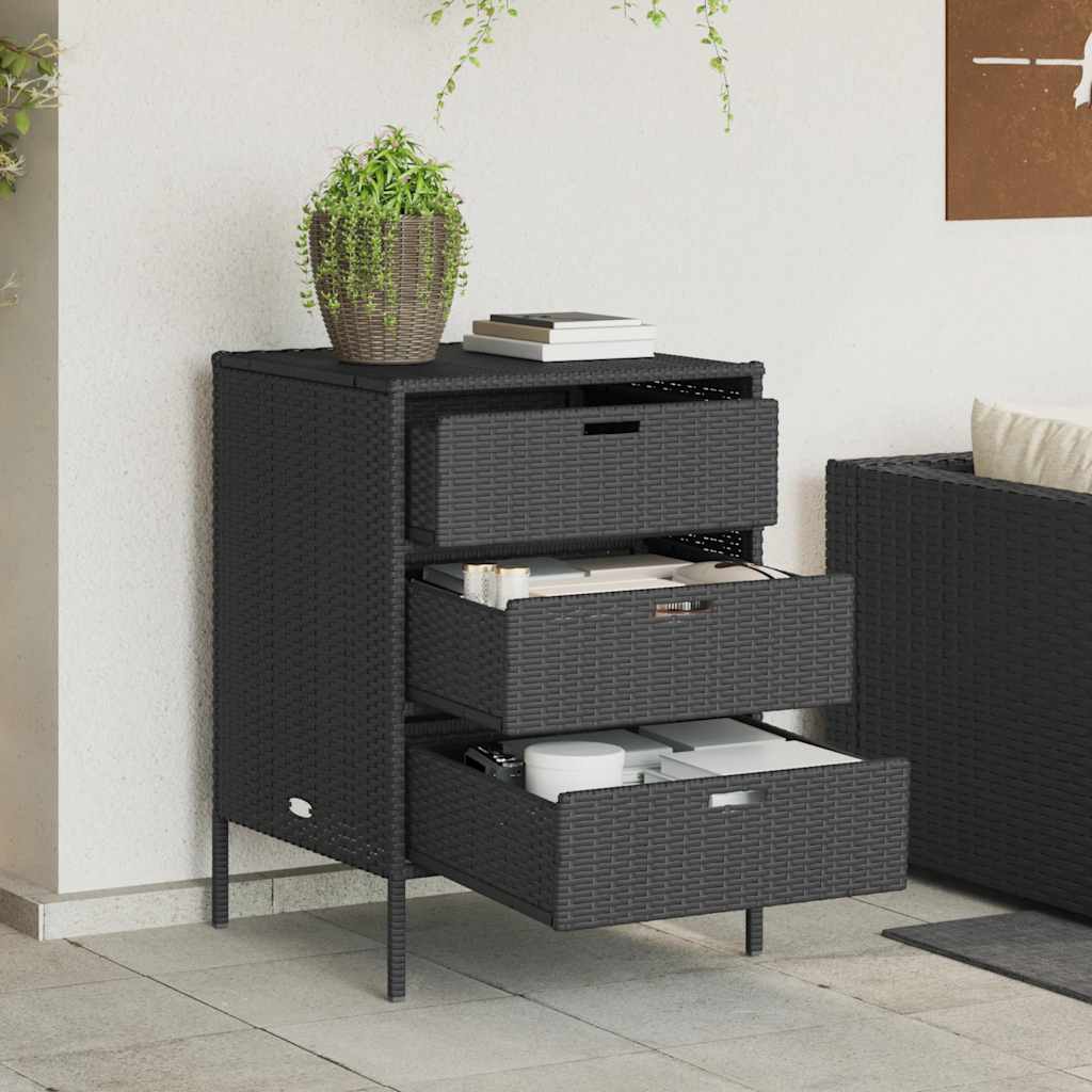 vidaXL Gartenschrank Schwarz 55x59x80 cm Poly Rattan