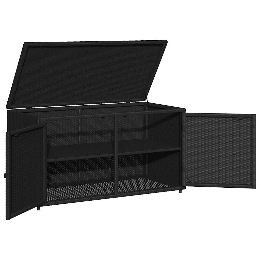 vidaXL Gartenschrank Schwarz 110x55x60,5 cm Poly Rattan