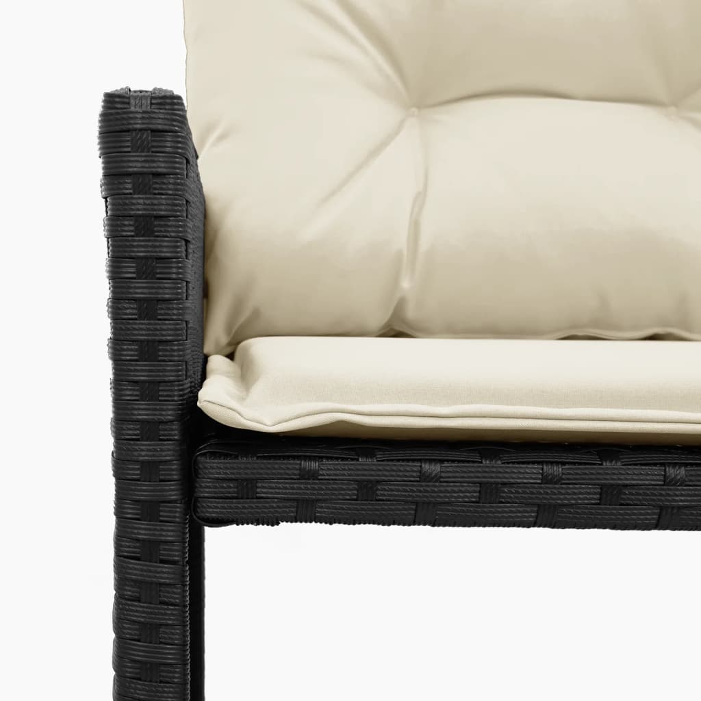 vidaXL Gartensofa in L-Form mit Tisch und Kissen Schwarz Poly Rattan