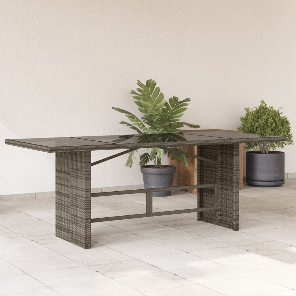 vidaXL Gartentisch mit Holzplatte Schwarz 190x80x75 cm Poly Rattan