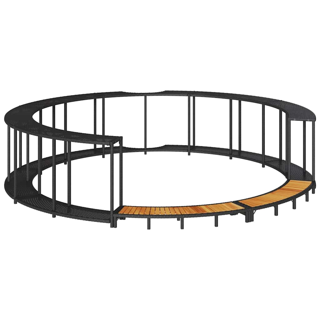 vidaXL Whirlpool-Umrandung mit Stauraum Holztreppe Schwarz Poly Rattan