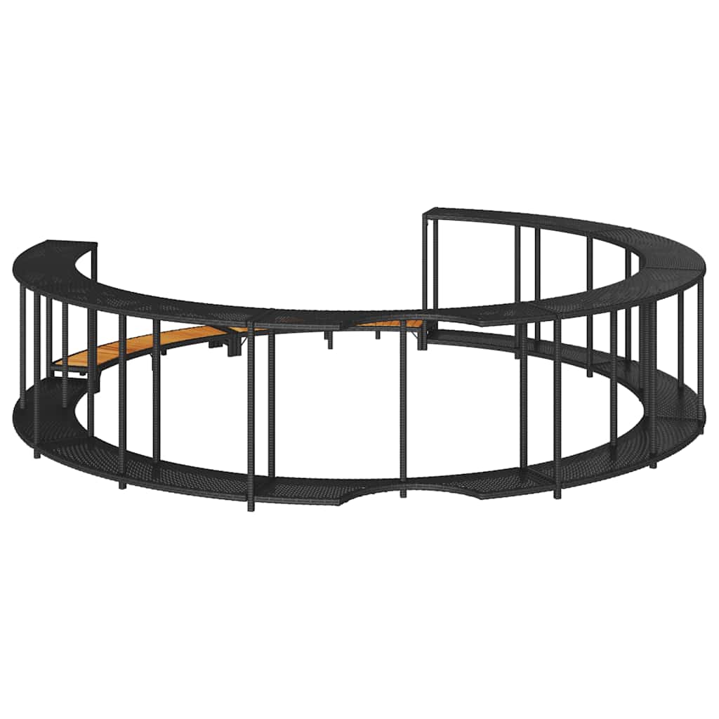 vidaXL Whirlpool-Umrandung mit Stauraum Holztreppe Schwarz Poly Rattan