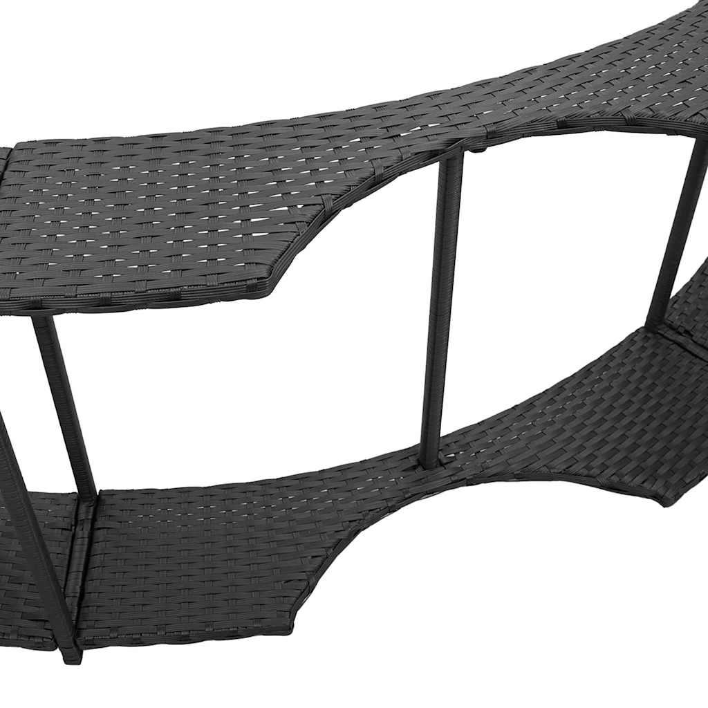 vidaXL Whirlpool-Umrandung mit Stauraum Holztreppe Schwarz Poly Rattan