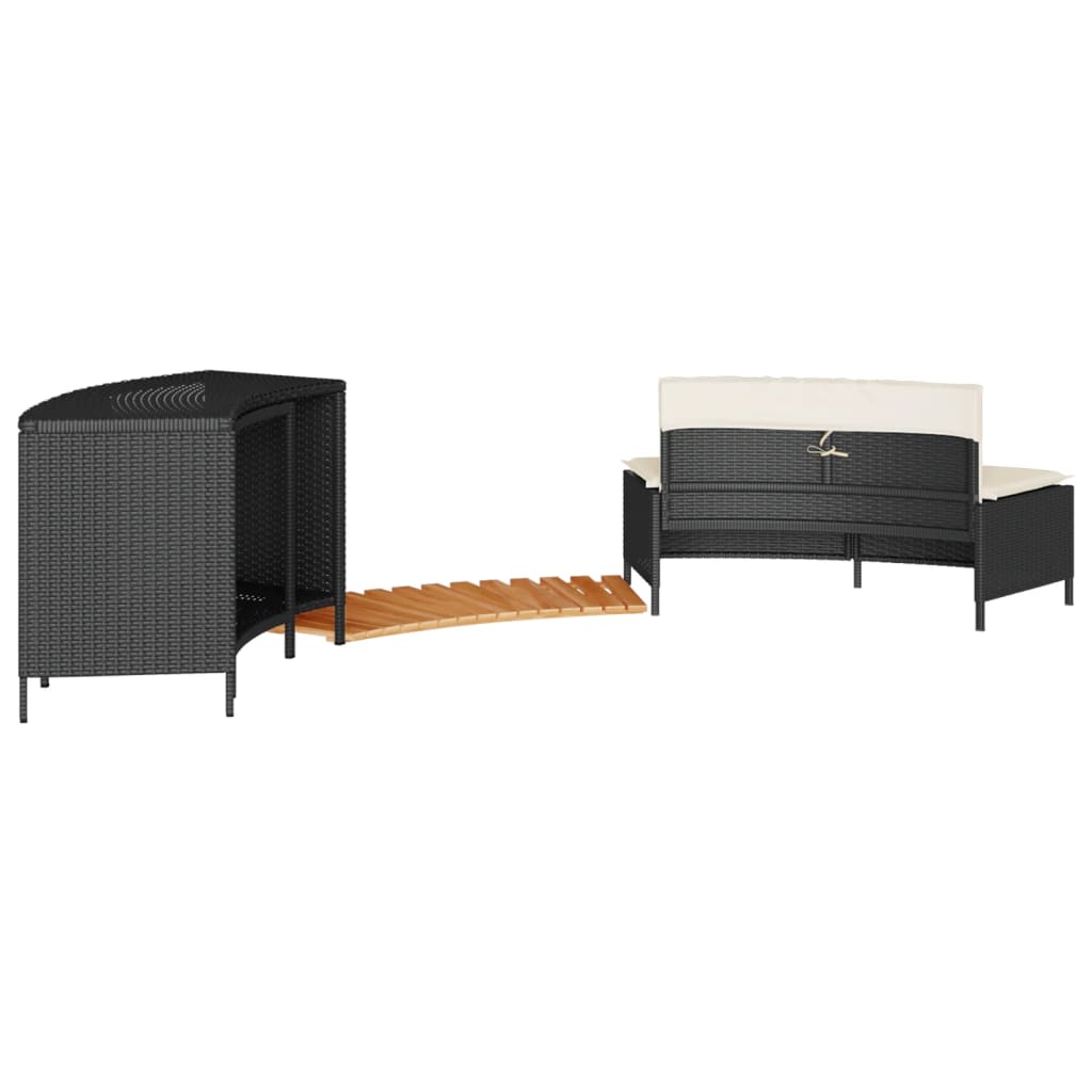 vidaXL Whirlpool-Umrandung Schwarz Poly-Rattan und Massivholz Akazie