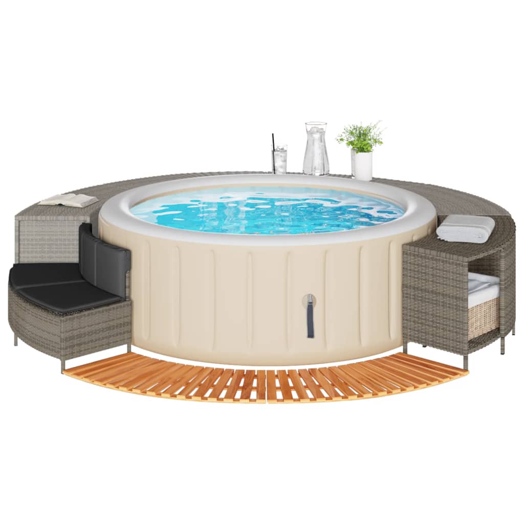 vidaXL Whirlpool-Umrandung Schwarz Poly-Rattan und Massivholz Akazie