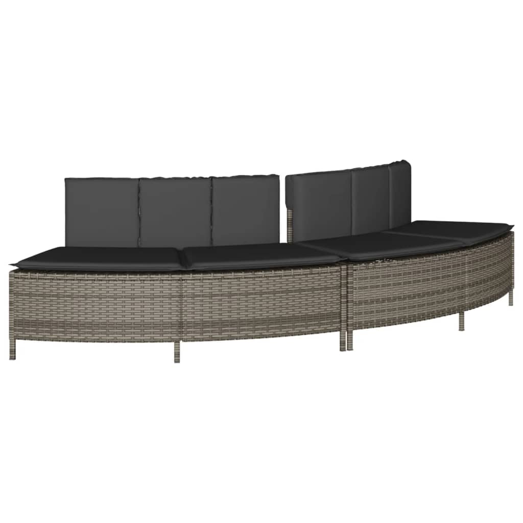 vidaXL Whirlpool-Bänke mit Auflagen 2 Stk. Grau Poly Rattan