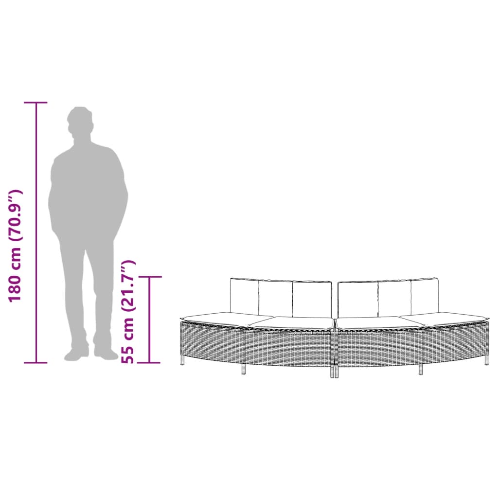 vidaXL Whirlpool-Bänke mit Auflagen 2 Stk. Grau Poly Rattan
