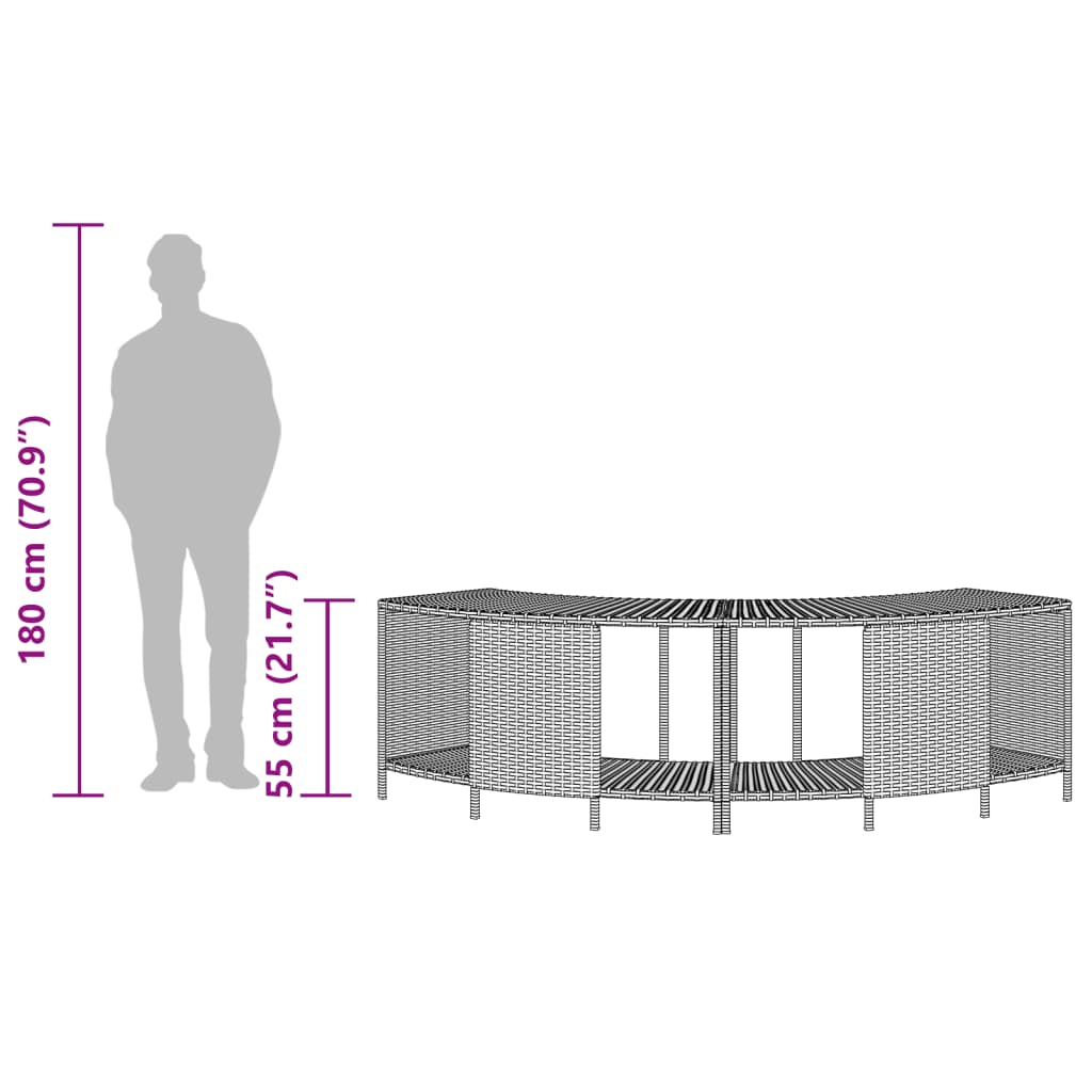 vidaXL Outdoor-Regale für Whirlpool 2 Stk. Grau Poly Rattan