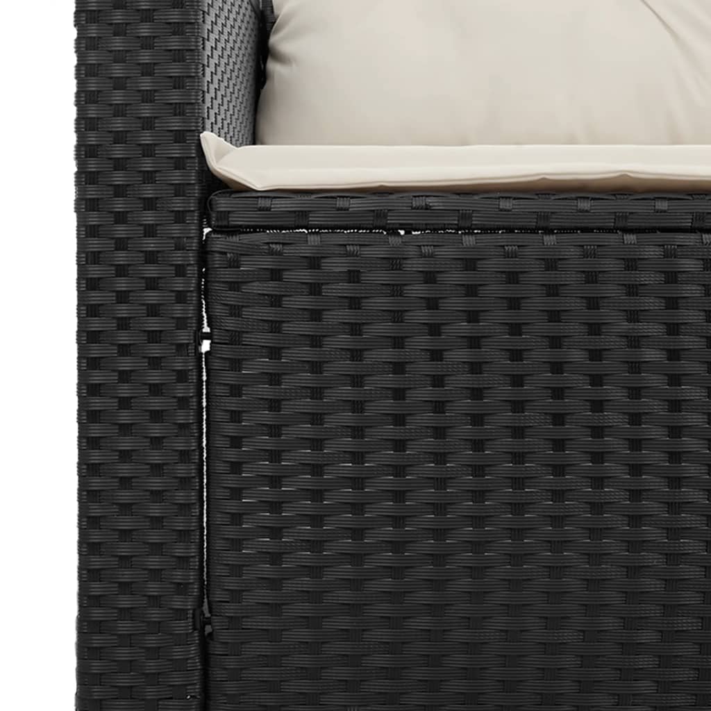 vidaXL Gartensofa mit Kissen 3-Sitzer Schwarz Poly Rattan