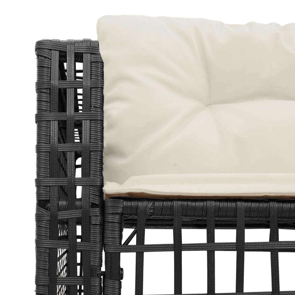 vidaXL Gartensofa in L-Form mit Kissen und Fußbank Schwarz Poly Rattan