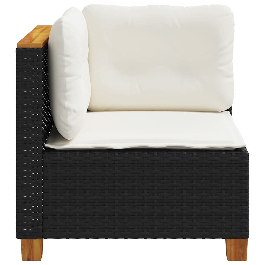 vidaXL Garten-Ecksofa mit Kissen Schwarz Poly Rattan