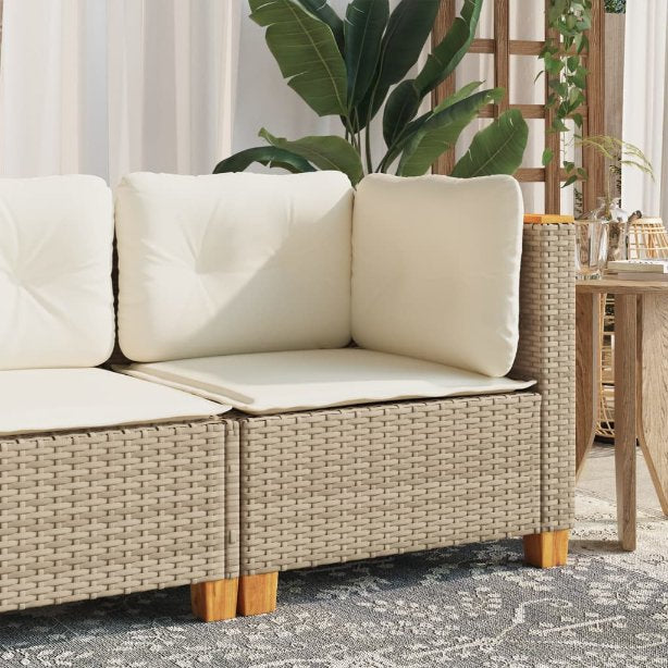 vidaXL Garten-Ecksofa mit Kissen Schwarz Poly Rattan