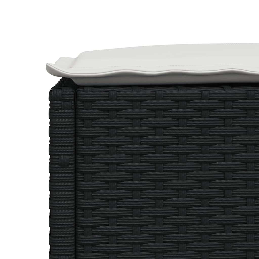 vidaXL Gartenhocker mit Kissen Schwarz 63,5x56x32 cm Poly Rattan